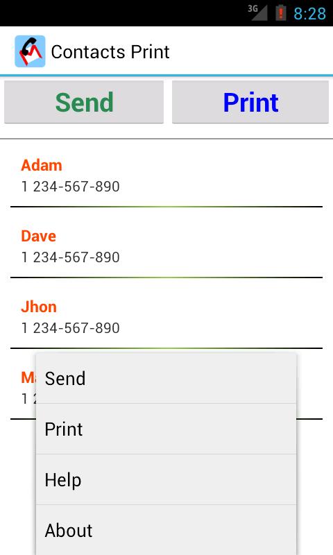 Contacts Print