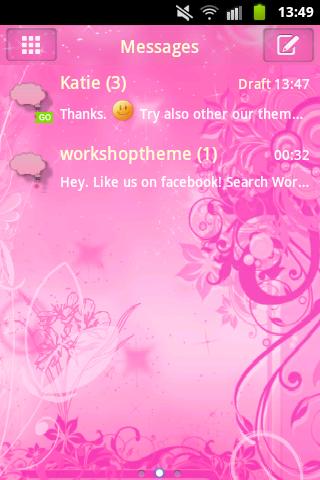 Pink Flowers Theme GO SMS Pro