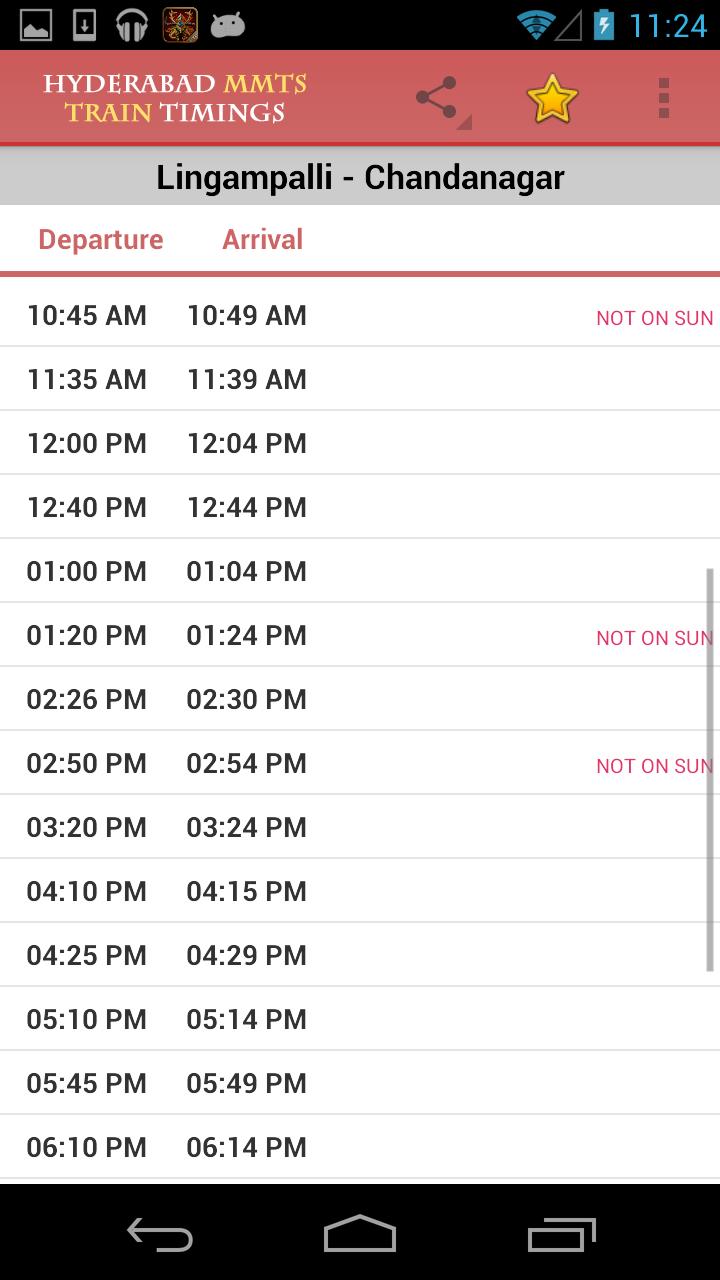 Hyderabad MMTS Train Timings