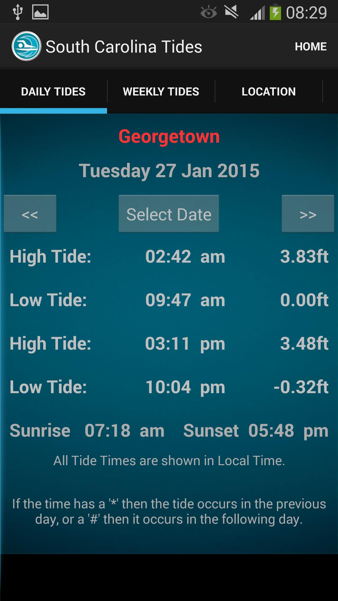 South Carolina Tide Times