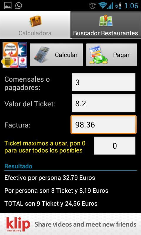 Ticket Restaurant Calculator