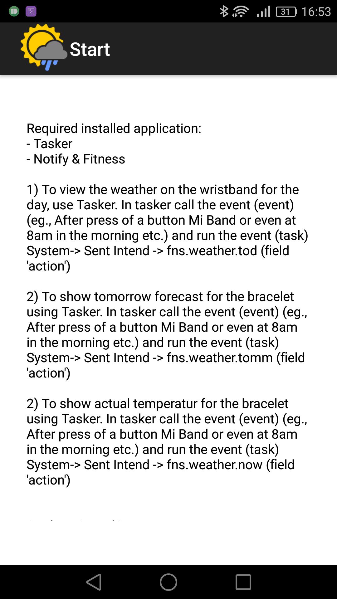 Weather for Mi Band 2