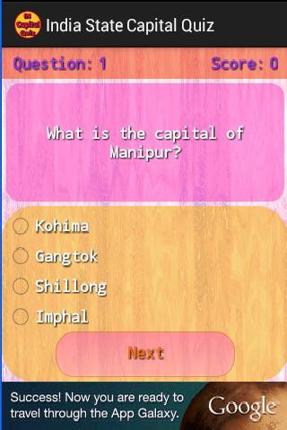 India State Capital Quiz