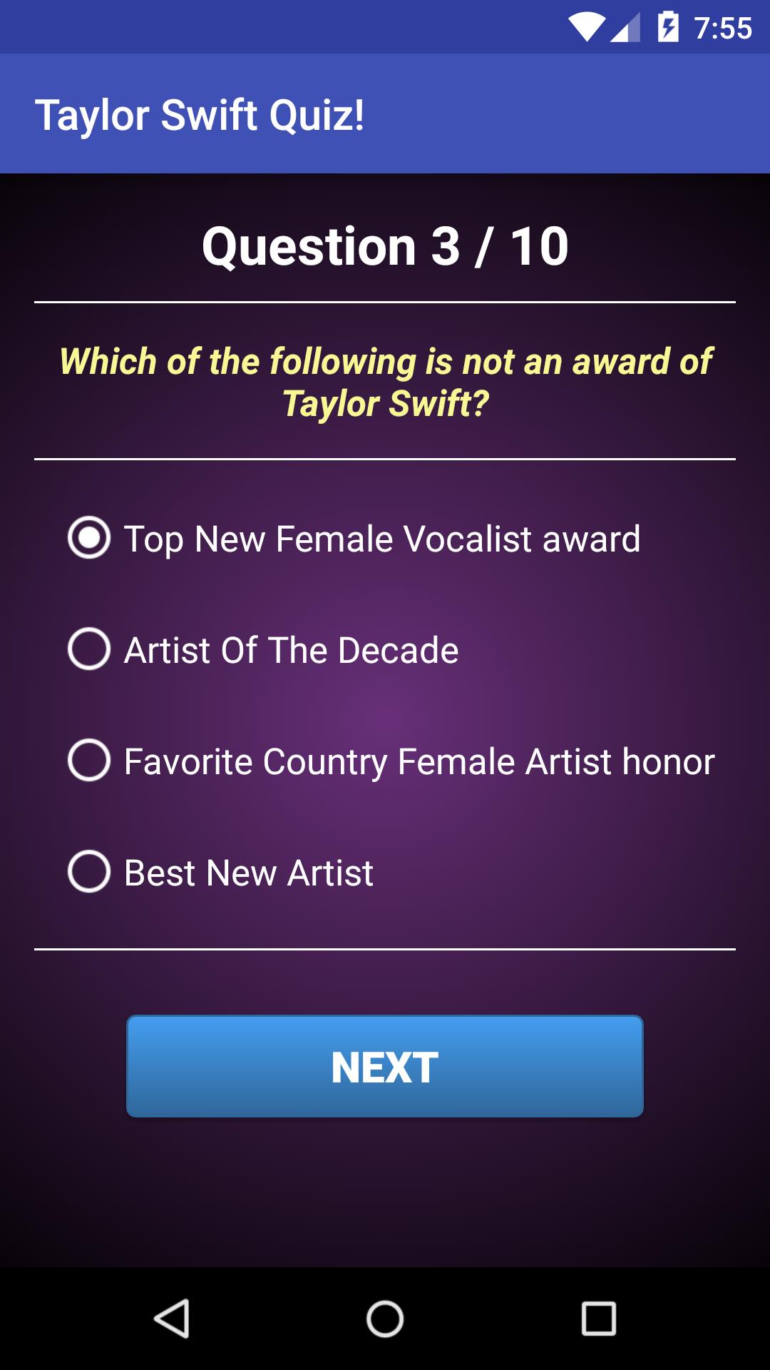 Quiz of Taylor Swift